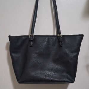 Elegant Black Leather Tote Bag